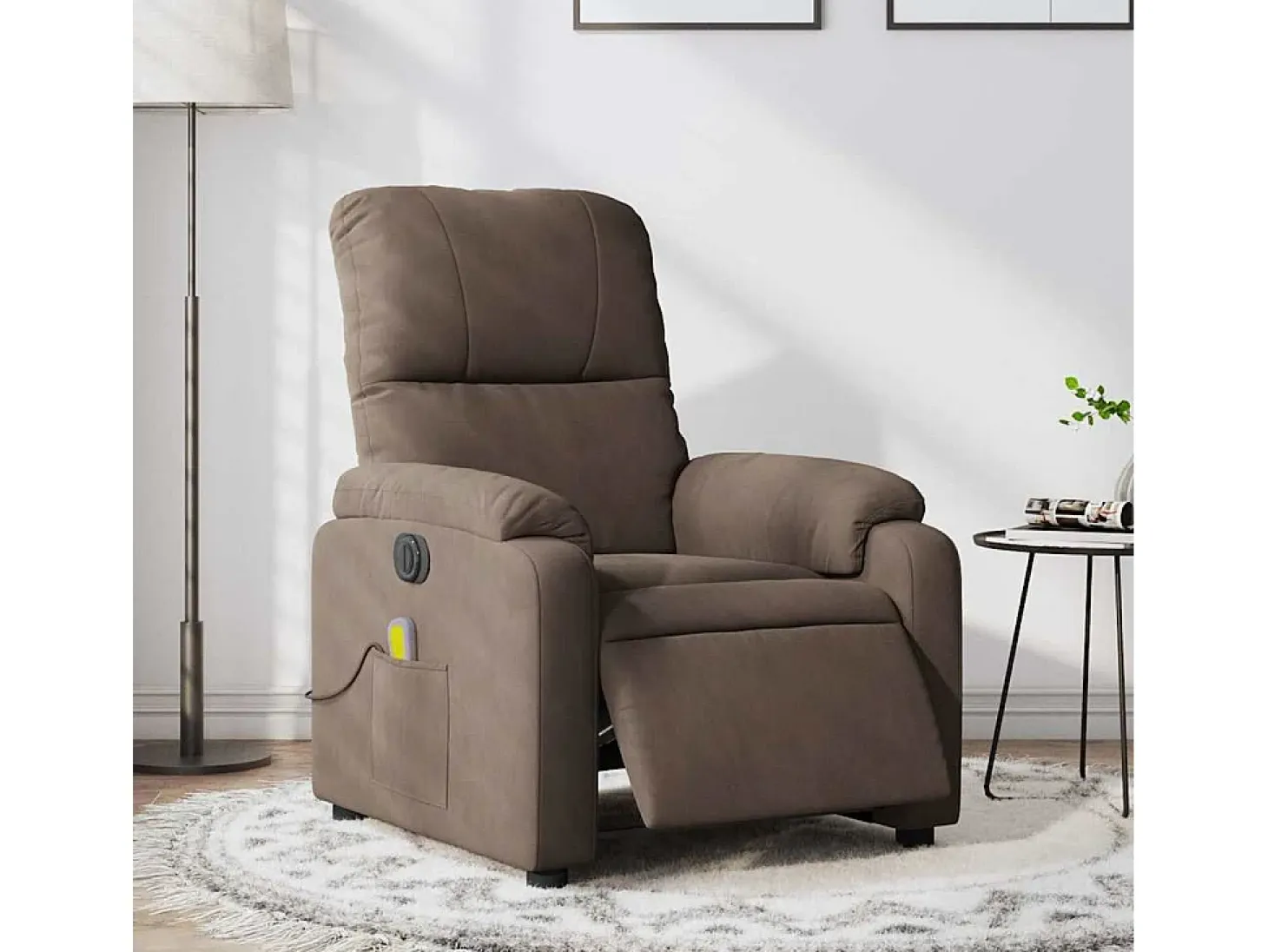 Sillón de relax | Sillón reclinable de masaje eléctrico tela de microfibra marrón SHL7910