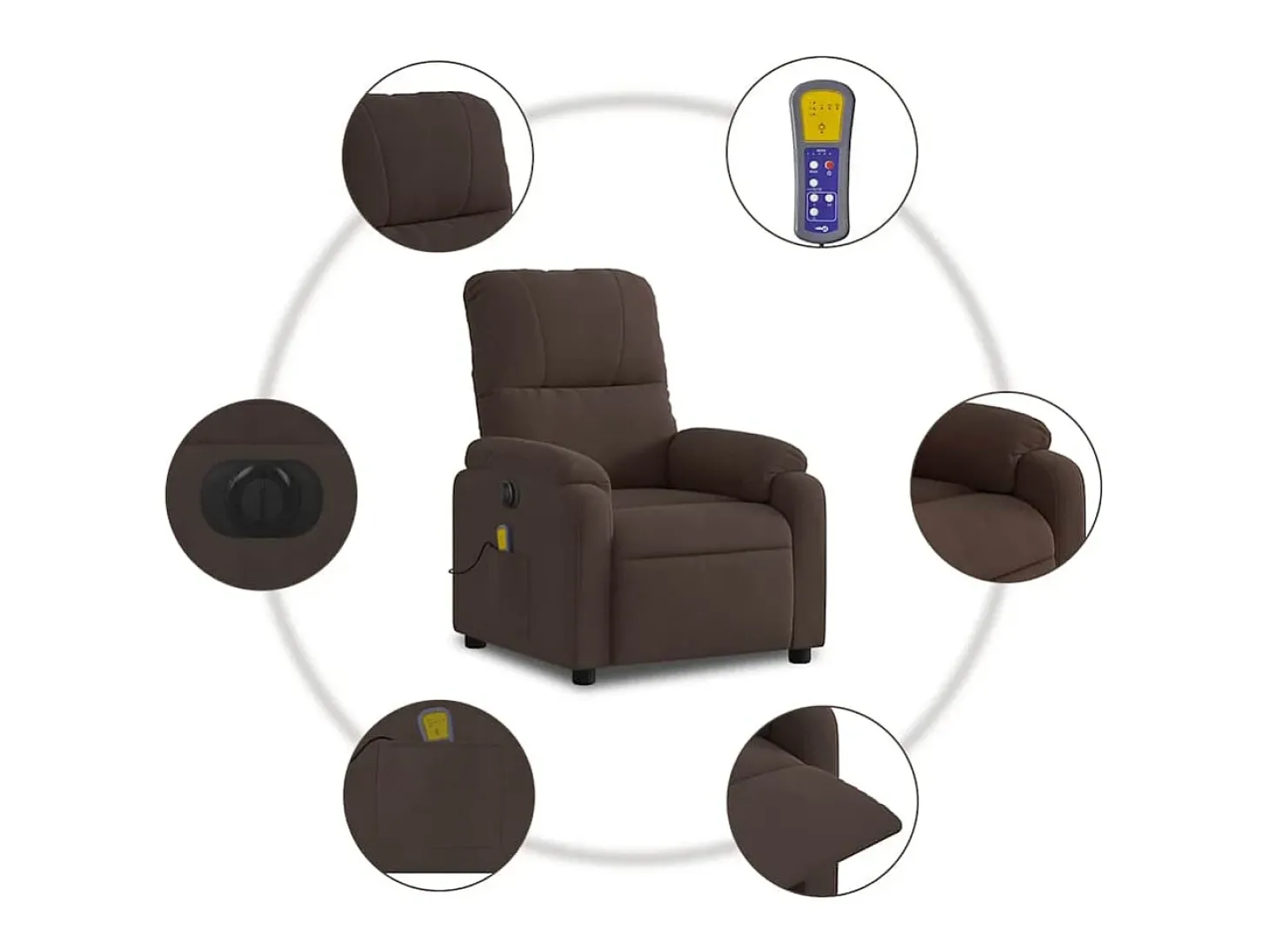 Sillón de relax | Sillón reclinable de masaje eléctrico tela de microfibra marrón SHL7910