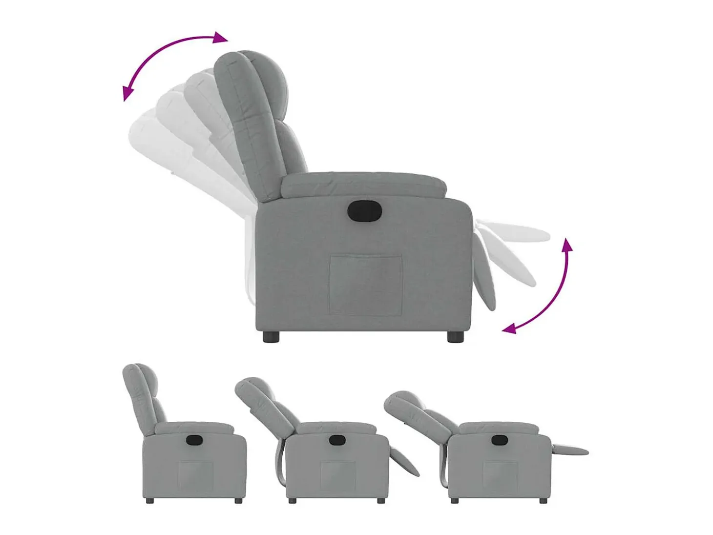 Sillón de relax | Sillón reclinable de tela gris claro SHL4498