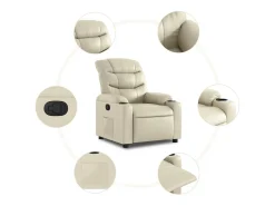 Sillón de relax | Sillón reclinable de cuero sintético crema SHL8106