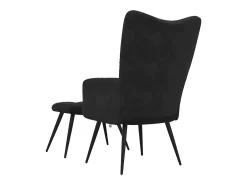 Sillón de relax | Sillón relajante con taburete de terciopelo negro SHL4943
