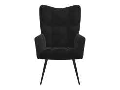 Sillón de relax | Sillón relajante con taburete de terciopelo negro SHL4943