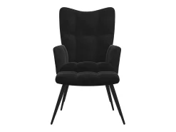 Sillón de relax | Sillón relajante con taburete de terciopelo negro SHL4943