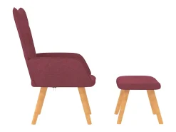 Sillón de relax con reposapiés tela rojo tinto