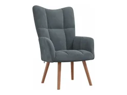 Sillón de relax con taburete terciopelo gris oscuro