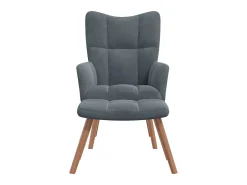 Sillón de relax con taburete terciopelo gris oscuro
