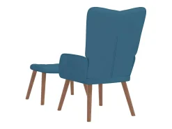 Sillón de relax con taburete terciopelo azul