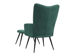 Sillón de relax con taburete terciopelo verde oscuro