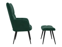 Sillón de relax con taburete terciopelo verde oscuro
