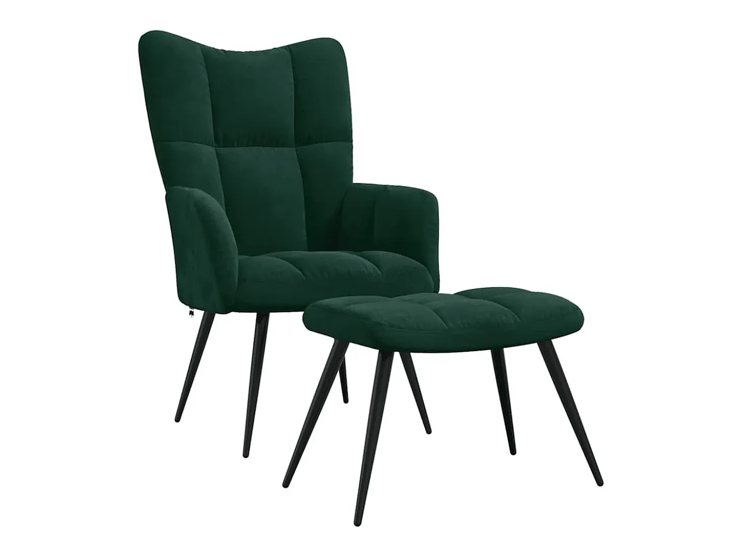 Sillón de relax con taburete terciopelo verde oscuro