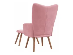 Sillón de relax con taburete terciopelo rosa