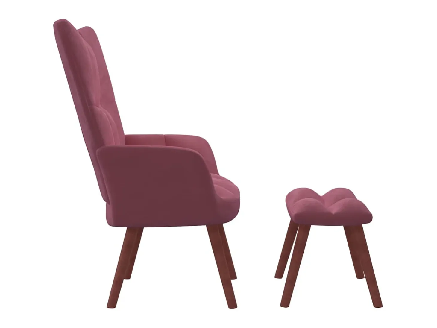 Sillón de relax con taburete terciopelo rosa