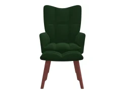 Sillón de relax con taburete terciopelo verde oscuro