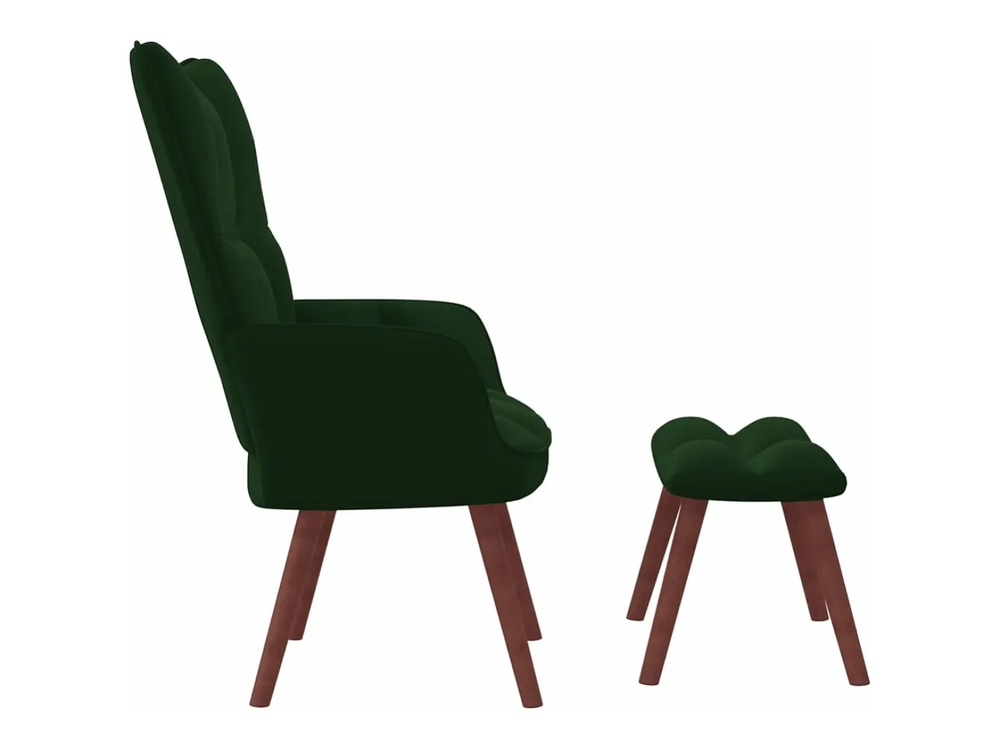 Sillón de relax con taburete terciopelo verde oscuro