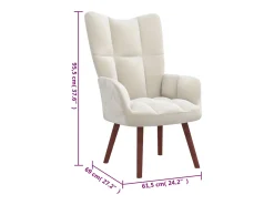 Sillón de relax con taburete terciopelo blanco crema