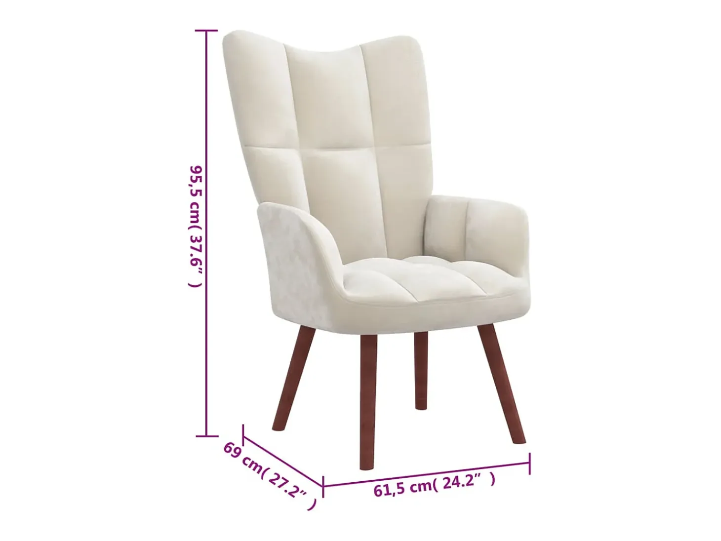 Sillón de relax con taburete terciopelo blanco crema