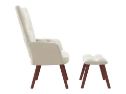 Sillón de relax con taburete terciopelo blanco crema