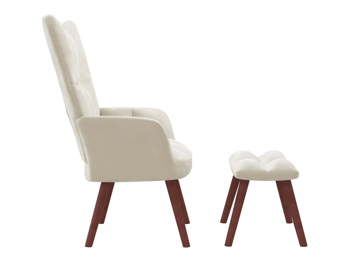 Sillón de relax con taburete terciopelo blanco crema