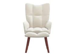Sillón de relax con taburete terciopelo blanco crema