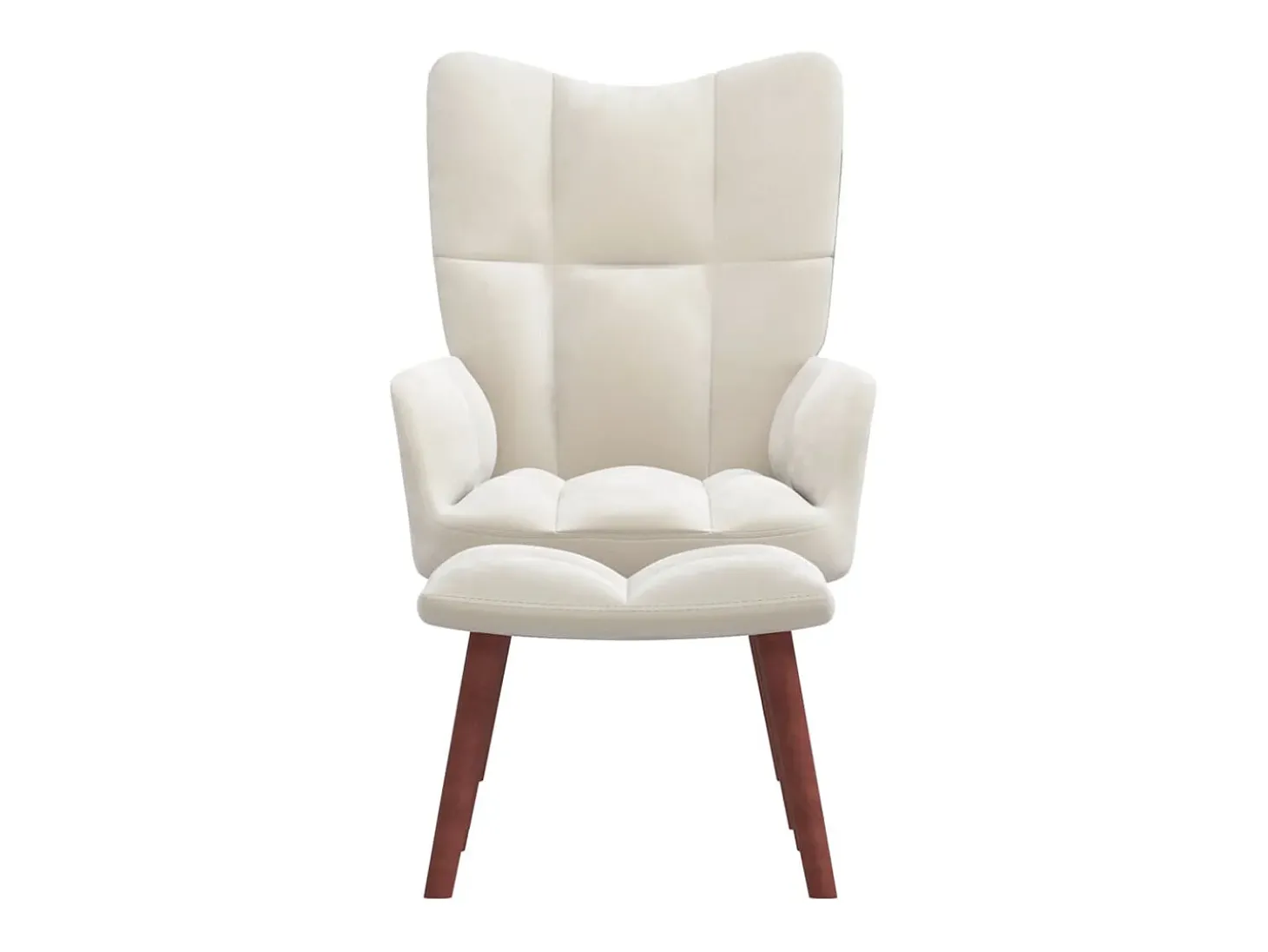 Sillón de relax con taburete terciopelo blanco crema