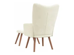 Sillón de relax con taburete terciopelo blanco crema