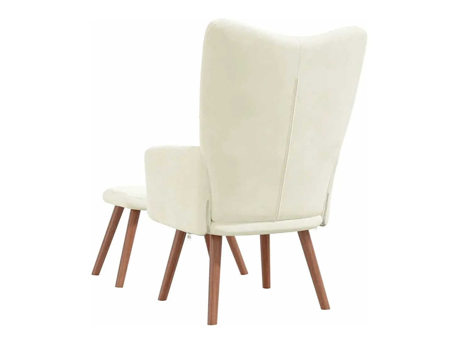 Sillón de relax con taburete terciopelo blanco crema