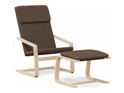 Sillón de relax con taburete tela marrón oscuro