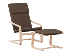 Sillón de relax con taburete tela marrón oscuro