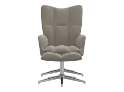 Sillón de relax con taburete terciopelo gris claro ES958254