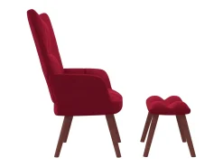Sillón de relax con taburete terciopelo rojo tinto
