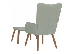 Sillón de relax con taburete de terciopelo gris claro