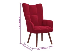 Sillón de relax de terciopelo rojo vino tinto