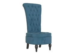 Sillón de respaldo alto con botones terciopelo azul