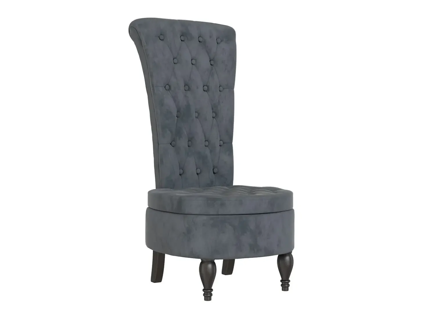 Sillón de respaldo alto con botones terciopelo gris oscuro