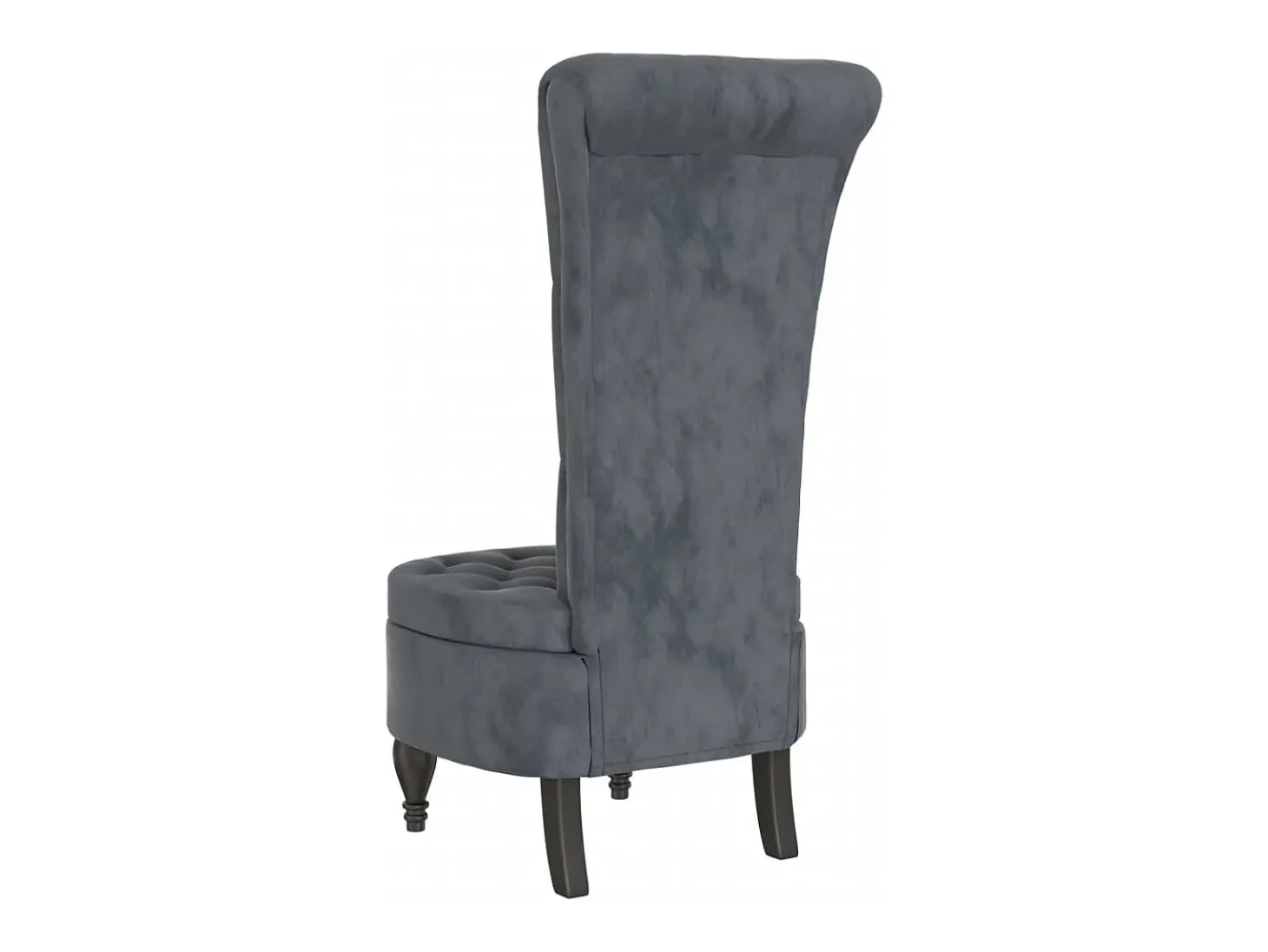 Sillón de respaldo alto con botones terciopelo gris oscuro