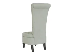 Sillón de respaldo alto con botones terciopelo gris claro
