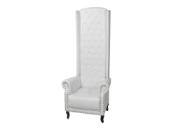 Sillón de respaldo alto cuero sintético blanco