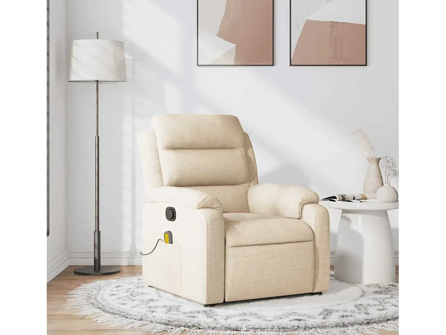 Sillón de salón | Silla | Sillón de masaje reclinable de tela crema SHL8258