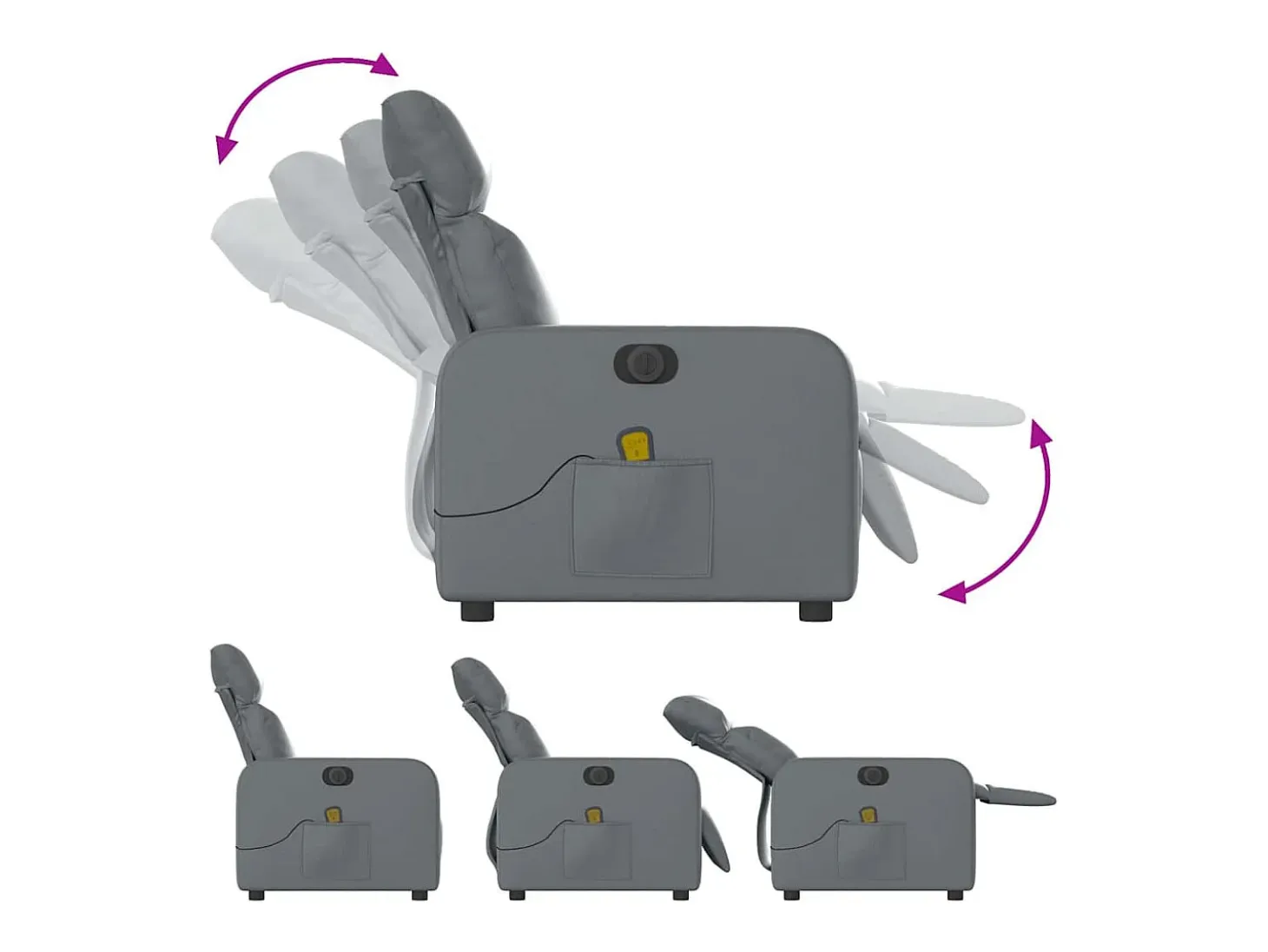 Sillón de salón | Silla | Sillón de masaje reclinable eléctrico cuero sintético gris SHL6325