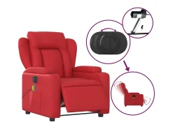 Sillón de salón | Silla | Sillón de masaje reclinable eléctrico de cuero artificial rojo SHL5237