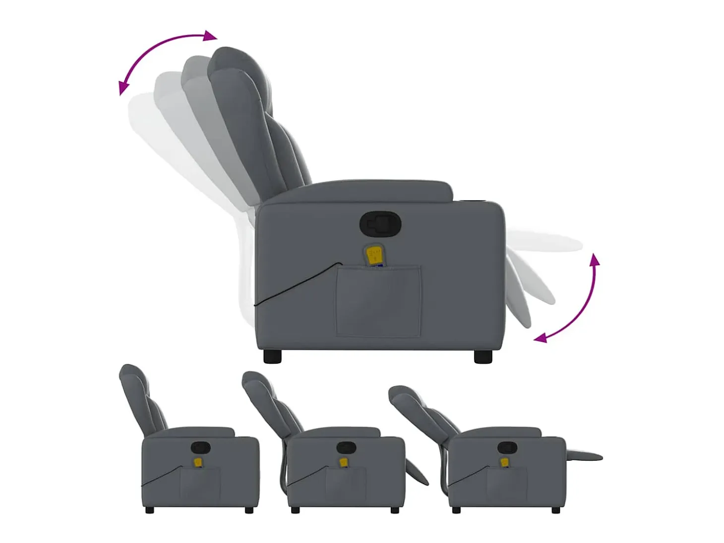 Sillón de salón | Silla | Sillón de masaje reclinable cuero sintético gris SHL7277