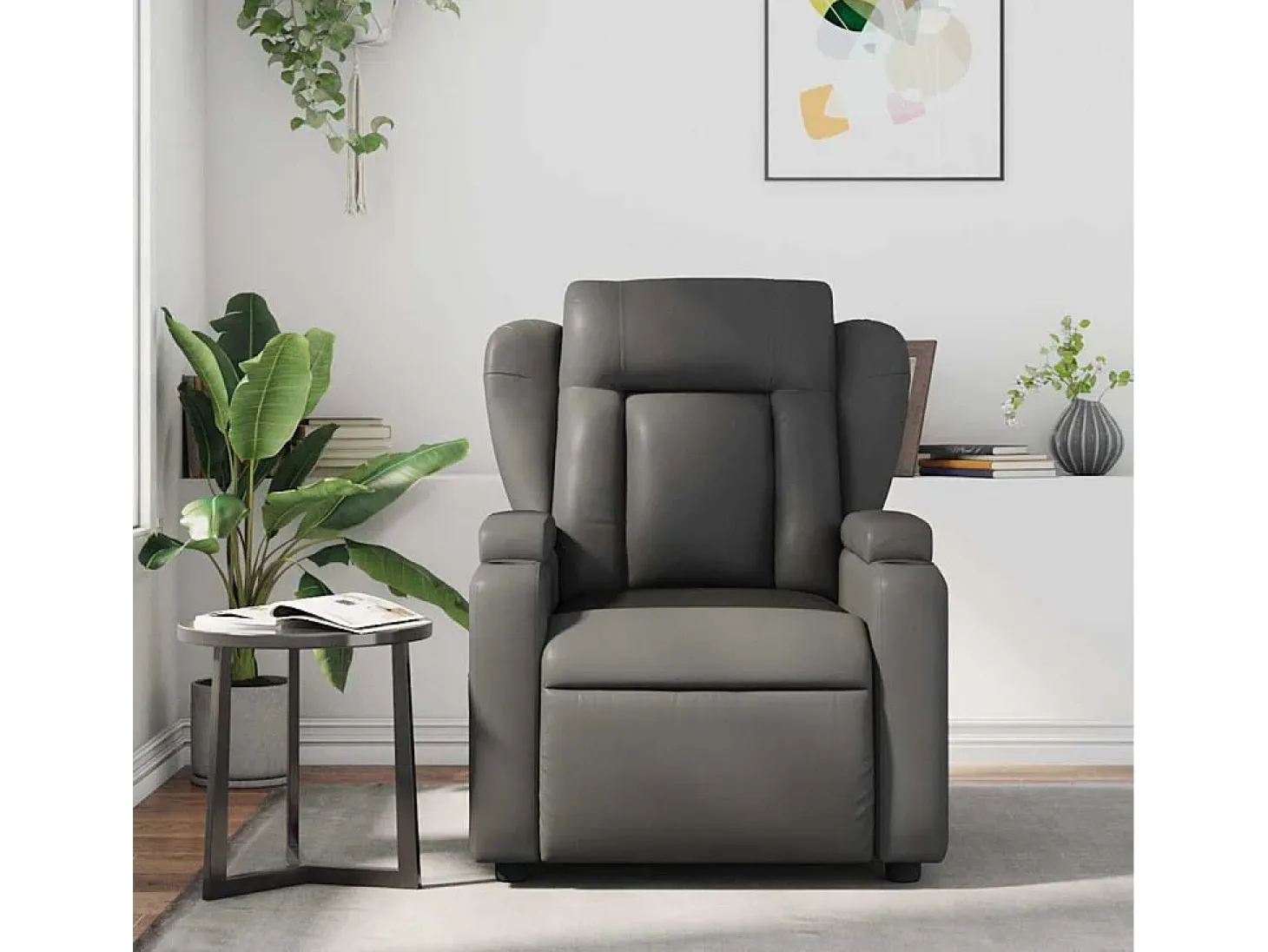 Sillón de salón | Silla | Sillón de masaje reclinable cuero sintético gris SHL7277