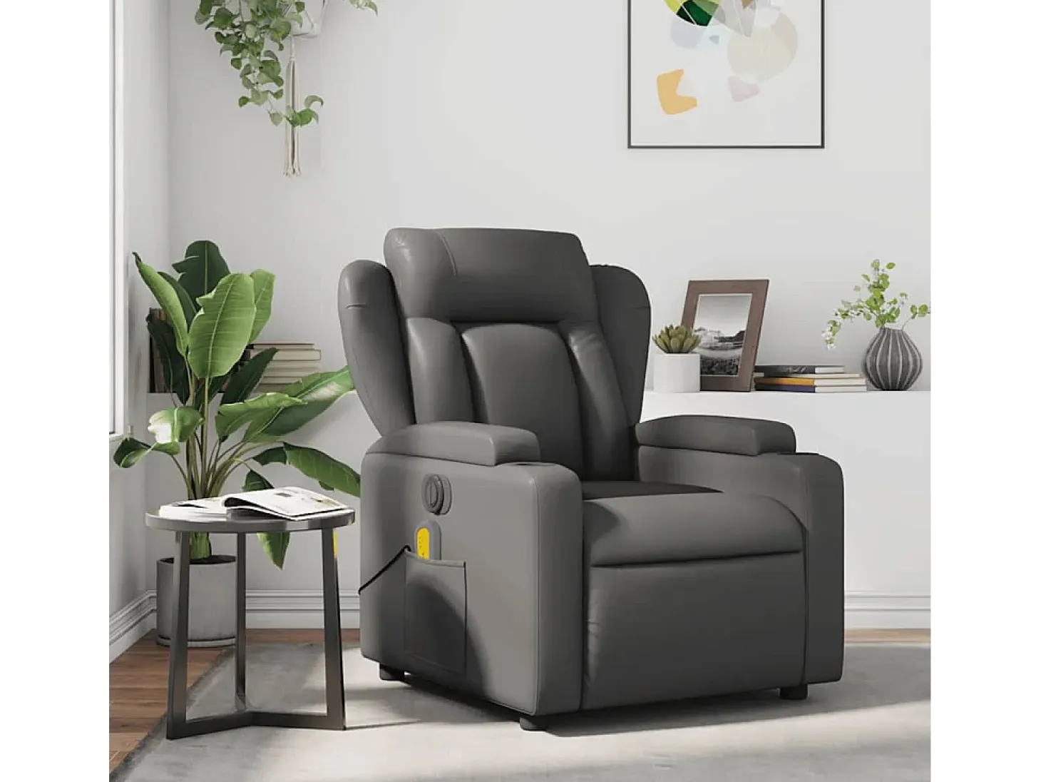 Sillón de salón | Silla | Sillón de masaje reclinable cuero sintético gris SHL7277