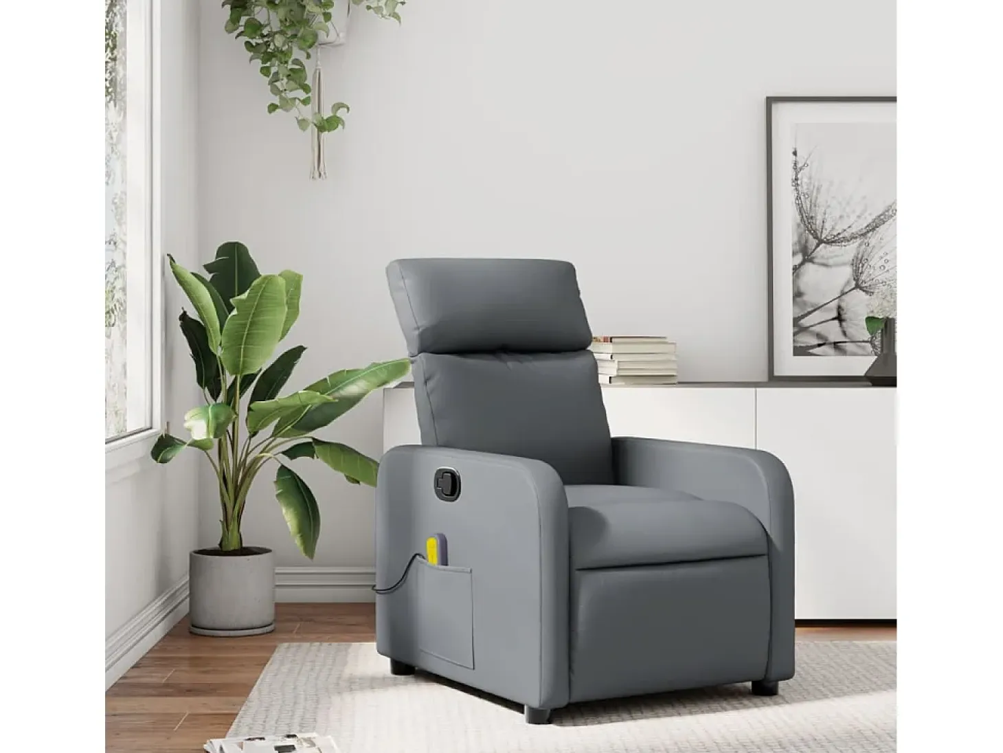 Sillón de salón | Silla | Sillón de masaje reclinable cuero sintético gris SHL9241