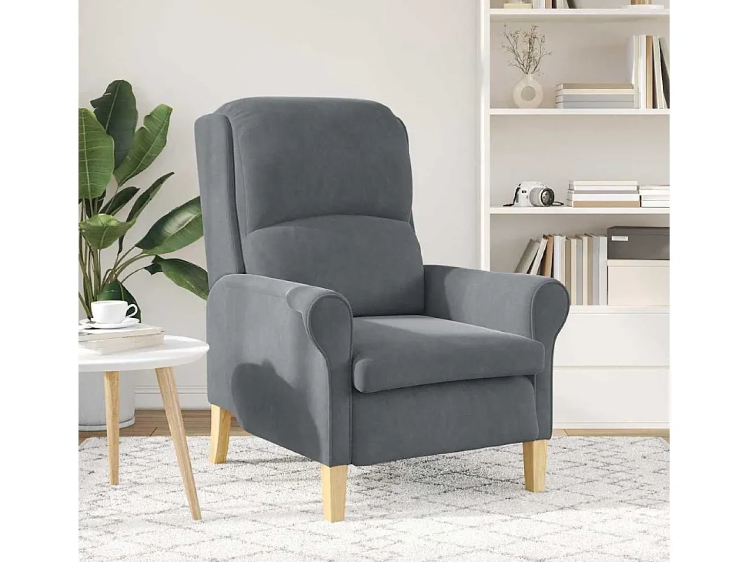 Sillón de salón | Silla de relax | Sillón Gris oscuro 76x94x102 cm Terciopelo SHL3774
