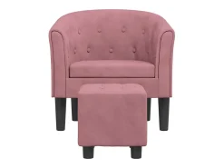 Sillón de salón | Silla de relax con taburete terciopelo rosa SHL2151