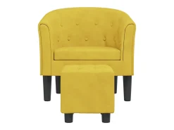 Sillón de salón | Silla de relax con taburete terciopelo amarillo SHL4713