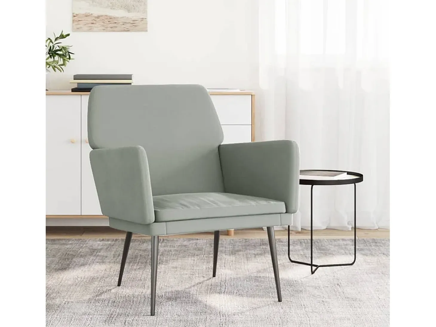 Sillón de salón | Silla de relax | Sillón de terciopelo gris claro 62x79x79 cm SHL4955