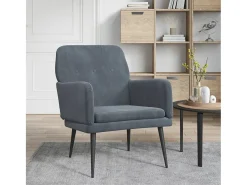 Sillón de salón | Silla de relax | Sillón de terciopelo gris oscuro 62x79x79 cm SHL3967