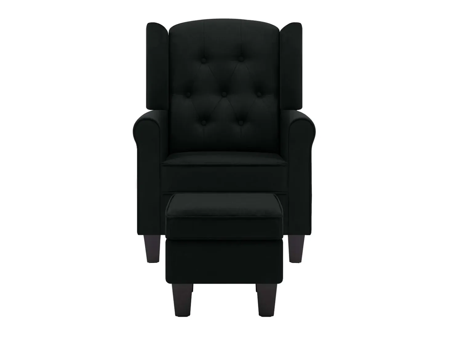 Sillón de salón | Silla de relax con reposapiés de tela negro SHL4697